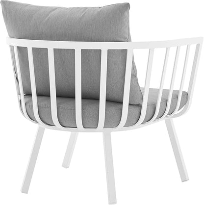 Modway Riverside Outdoor Furniture, Two Armchairs, White Gray