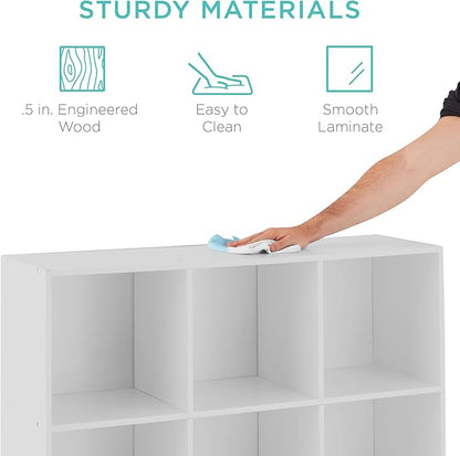 Best Choice Products 9-Cube Storage Organizer, 13.5in Shelf Opening, Bookcase, Display Shelf, Customizable w/ 3 Removable Back Panels – White
