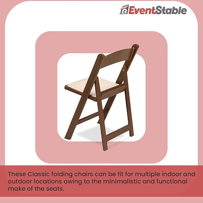 EventStable Titan PRO Resin Folding Chair - Brown with Ivory Indoor/Outdoor Lightweight Foldable Chair - Vinyl Padded Folding Chair for Weddings Parties Events - 100 Pack