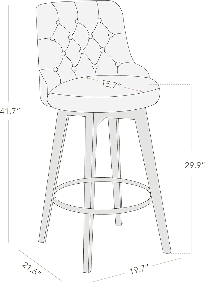 Watson & Whitely Bar Stools, 360° Swivel Upholstered Bar Stool with Back, 30" H Bar Height Barstools, Set of 2, Performance Fabric in Insignia Blue