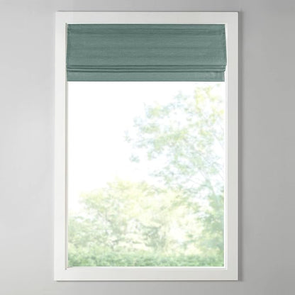 Madison Park Cordless Roman Shades Faux Silk Shade with Sheen 1-Panel Privacy, Room Darkening, Energy Efficient, Thermal Insulated Window Blind for Bedroom, Living Room Décor, 27"W x 64"L Como, Green