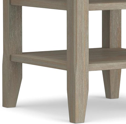SIMPLIHOME Acadian SOLID WOOD 19 Inch Wide Square Transitional End Table in Distressed Grey, For the Living Room and Bedroom