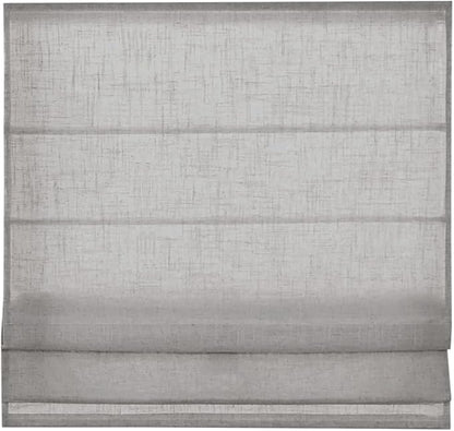 Madison Park Kyler Cordless Roman Shades - Single Panel, Lightweight Linen Blend Fabric, Natural Design, Easy Installation, Light Filtering Window Blind, Bedroom, Living Room Decor 29" W x 64" H Grey