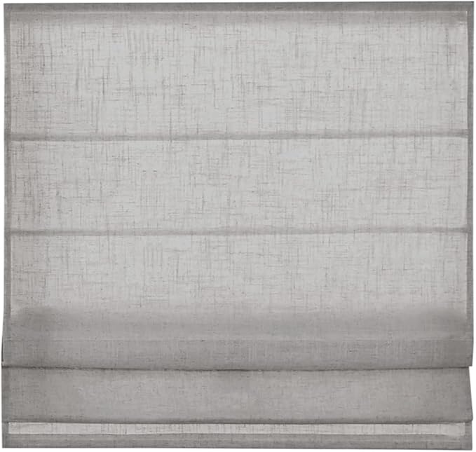 Madison Park Kyler Cordless Roman Shades - Single Panel, Lightweight Linen Blend Fabric, Natural Design, Easy Installation, Light Filtering Window Blind, Bedroom, Living Room Decor 31" W x 64" H Grey