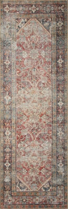 Loloi Amber Lewis Georgie Collection GER-01 Red/Navy 3'-0" x 10'-0", .19" Pile Height, Runner Rug