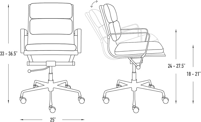 Laura Davidson Furniture SOHO II Padded Management Office Chair - Mid Back Desk Chair with Arm Rest, Swivel & Cushion Availability, Made of Faux Leather, Coastal Blue with Black Frame, Computer Chair