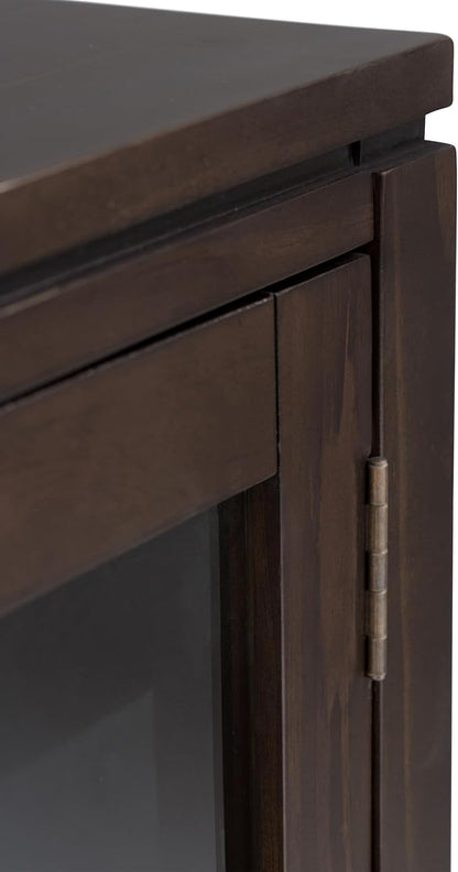 SIMPLIHOME Cosmopolitan SOLID WOOD 36 Inch Wide Contemporary Medium Storage Cabinet in Mahogany Brown, For the Living Room, Entryway and Family Room