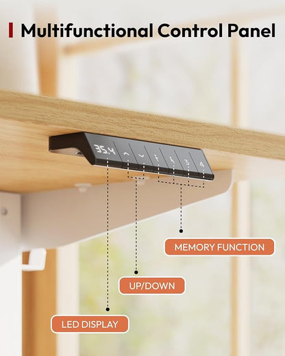 SANODESK Standing Desk Height Adjustable Electric Stand up Desk 48x24 Inches Sit Stand Home Office with Splice Board, White Frame/Maple Top