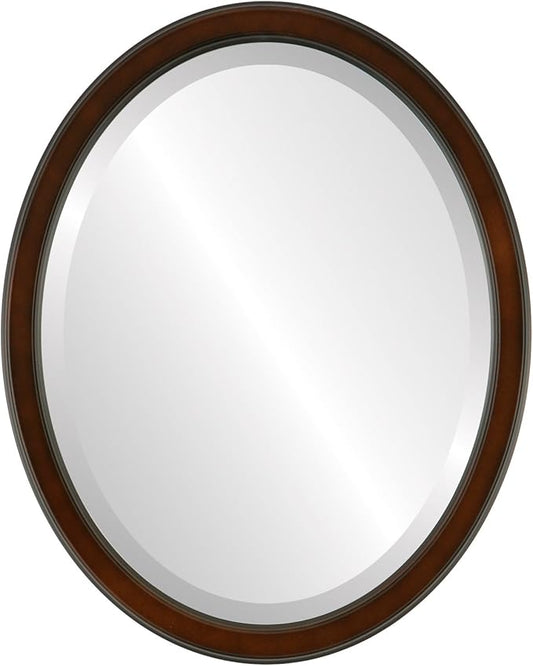 OVALCREST Oval Beveled Wall Mirror for Home Decor - Toronto Style - Walnut - 22" x 18"