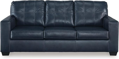 Signature Design by Ashley Santorine Classic Leather Match Tufted Sofa, Blue
