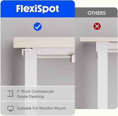 FLEXISPOT L Shaped Standing Desk, 63 x 55 Inch Electric Height Adjustable Corner Desk, Sit Stand Computer Workstation, Preset Controller, Home Office, White Frame with Maple Top