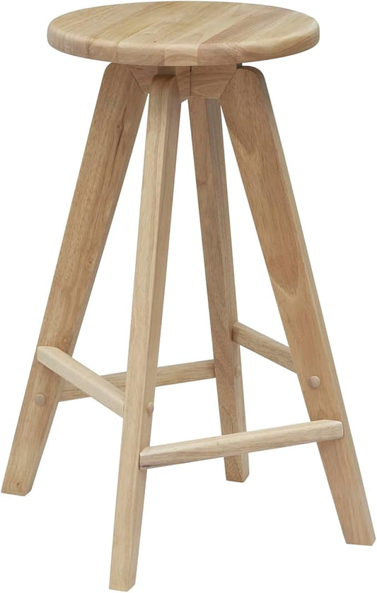 JONATHAN Y CSL2001A Ceren 25.5" MidCentury Industrial Round Solid Wood Backless Counter Stool for Home, Kitchen, Dining Room, Workspaces, Cafes and Resturants, Natural
