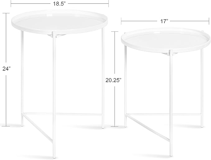 Kate and Laurel Ulani Modern Nesting Side Table, Set of 2, White, Sophisticated Glam End Tables for Storage and Display