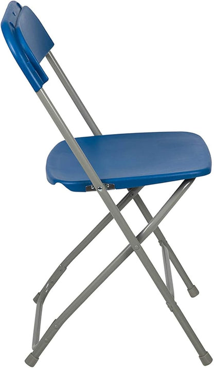 Flash Furniture Hercules Series Plastic Folding Chairs for Parties and Weddings, Stackable Commercial Event Seats, Set of 10, Blue