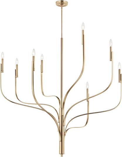 KICHLER Livadia 8-Light Chandelier, Soft Modern-Light in Champagne Bronze, for Foyer, Great Room, or Vaulted Dining or Bedroom (47.75" x 47.75"), 52675CPZ