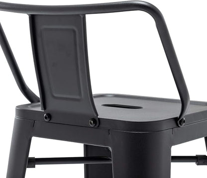 HAOBO Home 30" Low Back Metal Counter Stool Height Bar Stools [Set of 4] for Indoor/Outdoor Barstools, Matte Black