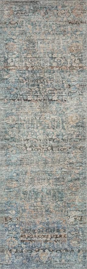 Loloi Amber Lewis Billie Collection, Denim & Blush 2'-3" x 3'-9" Area Rug – Antique & Distressed Accent Rugs for Living Room, Bedroom, Entryway & Hallway, No Shed High Traffic Area Home Decor Rug