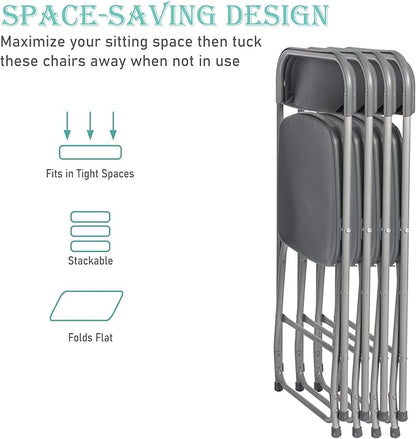 70 Pack Plastic Grey Folding Chairs,Portable Party Chairs Stackable Commercial Seats with Steel Frame for Office Home Outdoor Indoor Wedding Party Patio Dinning Events,350lbs Capacity