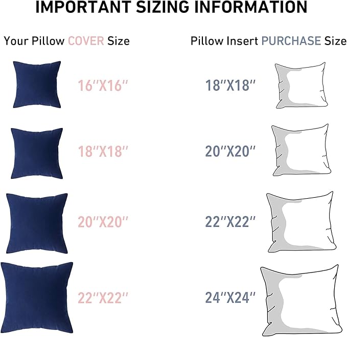 Leeden 22 x 22 Pillow Inserts (Set of 2) - Throw Pillow Inserts with 100% Cotton Cover - 22 Inch Square Decorative Pillows for Sofa, Couch, Bed and Home Decor