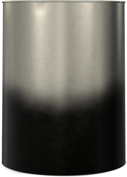 SIMPLIHOME Curtis Industrial 16 Inch Wide Metal Cylinder Accent Table in Ombre Black / Silver, Fully Assembled, For the Living Room and Bedroom