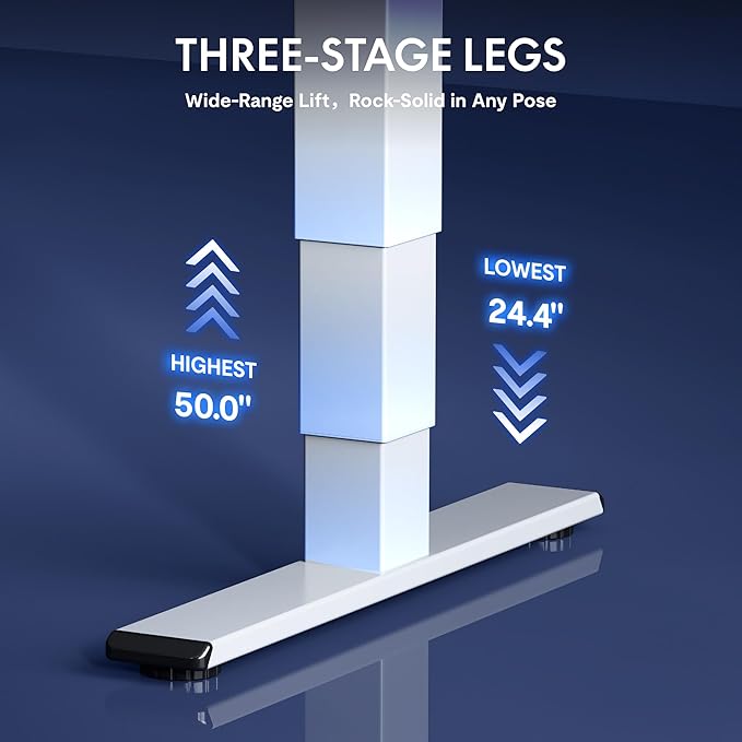FLEXISPOT CyberX RGB LED Electric Gaming Standing Desk, 55 Inch Dual Motor 3-Stage Adjustable Desk up to 352 lbs, Large Ergonomic Computer Workstation for Gamers, Streamers & Home Studios (White)