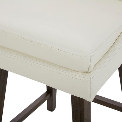 CHITA Counter Height Swivel Bar Stools Set of 3, FSC Certified Upholstered Faux Leather Barstool Chairs with Back, 26.8" H Seat Height, PU Leather in Pure White