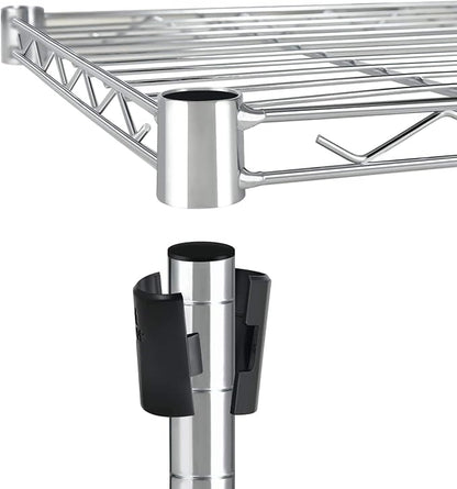 Simple Deluxe 5-Tier Heavy Duty Storage Shelves, 1750 Lbs Loading Capacity, 35.43" W x 17.72" D x 70.87" H Adjustable Shelving Unit with Wheels, Chrome