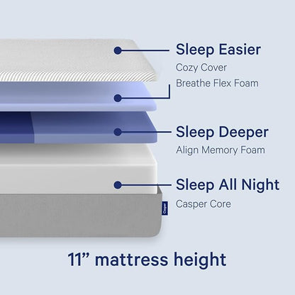 Casper Sleep Original Foam Twin Mattress – Medium Firm Feel with Zoned Support – Motion Isolation – Breathable, Cooling Memory Foam – 100-Night Trial – CertiPUR-US