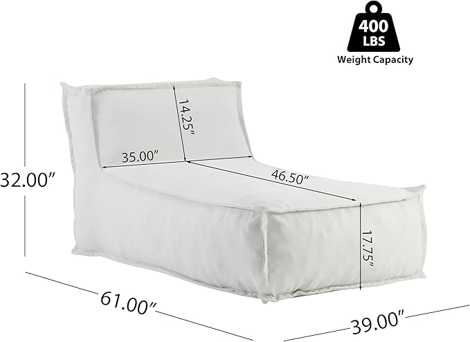Christopher Knight Home Natty Bean Bag Chair, Fabric Bean Bag Chairs for Adults and Kids, Comfy Reading Chair, Lounge Sofa with Armrest, Indoor/Outdoor Spaces Memory Foam Bean Bag Chair, Light Gray
