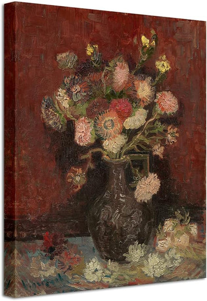 Wieco Art Vase with Chinese Asters and Gladioli Large Canvas Prints Wall Art by Van Gogh Famous Oil Paintings Reproduction Modern Abstract HD Flowers Artwork Pictures for Living Room Home