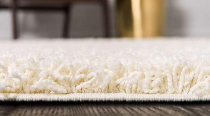 Unique Loom Solid Shag Collection Area Rug (5' 1" x 8' Rectangle Pure Ivory)