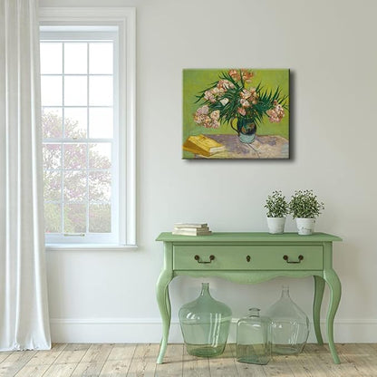 Wieco Art Large Giclee Canvas Prints Wall Art Oleanders 1888 by Van Gogh Famous Floral Oil Paintings Reproduction Modern Gallery Wrapped HD Classic Abstract Flowers Pictures Artwork for Home Decor