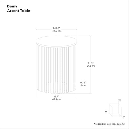 SIMPLIHOME Demy 18-inch Wide Metal Accent Table in Black Marble/Black Metal, Round Side Table with Slatted Base for Living Room, Bedroom, or Entryway, Industrial Style, Assembled