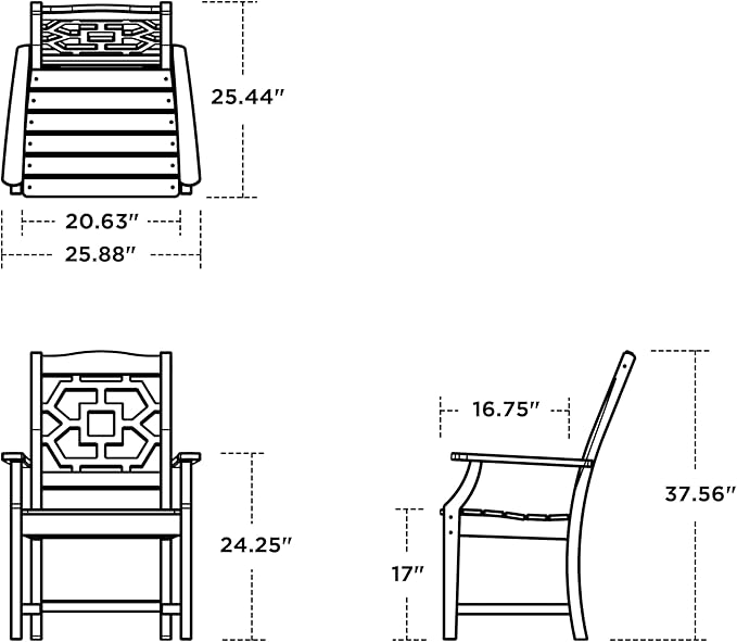 Martha Stewart by POLYWOOD® Chinoiserie Dining Arm Chair in Teak