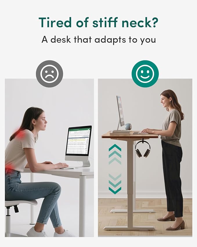 CubiCubi 55 x 24 Inches Electric Standing Desk, Height Adjustable Sit to Stand Desk, Home Office Table with Splice Board, Light Rustic