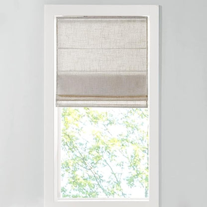 Madison Park Kyler Cordless Roman Shades - Single Panel, Lightweight Linen Blend Fabric, Natural Design, Easy Installation, Light Filtering Window Blind, Bedroom, Living Room Decor 31"W x 64"H Natural