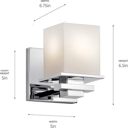 Kichler Tully 6.5" 1 Light Wall Sconce with Satin Etched Cased Opal Glass Chrome