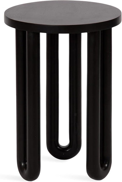 Kate and Laurel Kenzo Modern Wooden Round Side Table; 14 x 14 x 20; Black; Transitional Wood End Table for Use as Bedroom Nightstand or Living Room Accent Table