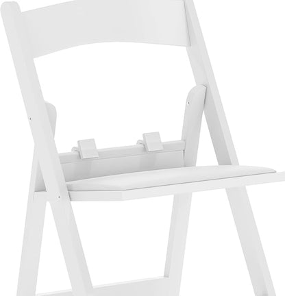 Flash Furniture HERCULES Kids White Resin Folding Chair with White Vinyl Padded Seat