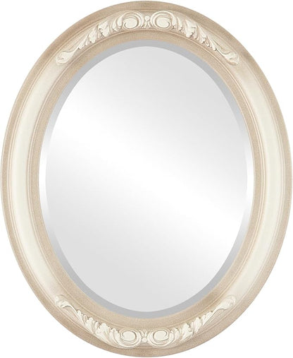 OVALCREST Oval Beveled Wall Mirror for Home Decor - Florence Style - Taupe - 34" x 24"
