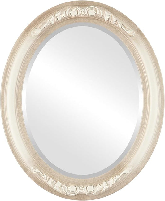 OVALCREST Oval Beveled Wall Mirror for Home Decor - Florence Style - Taupe - 44" x 34"