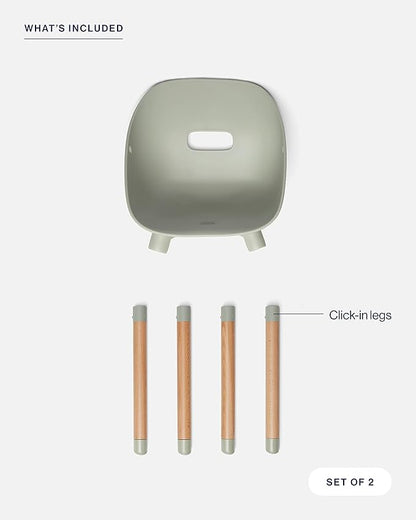 Lalo The Play Kit - Kids Table & Chairs Set with Sustainably Sourced Wood Table & Non-Toxic Bucket Seat Chairs - Safe & Comfortable - Coconut/Sage
