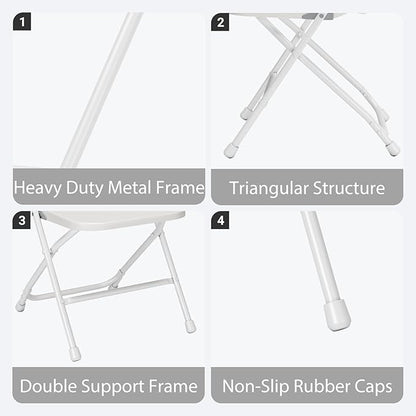 Folding Chairs 50 Pack,White Plastic Folding Chair for Outdoor Use,Heavy Duty 350lb Capacity Portable Event Chairs with Steel Frame,Wedding,Party,Office,Dining (No Assembly Required)