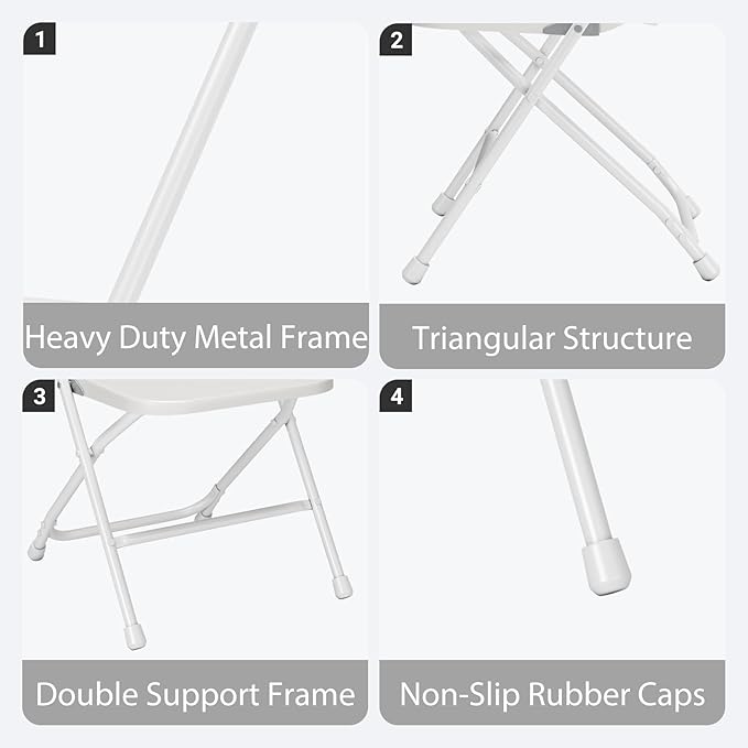 Folding Chairs30 Pack,Heavy Duty White Plastic Stackable Event Chairs for Indoor Outdoor, 350lb Capacity Portable Commercial Banquet Chairs for Wedding, Party, Office