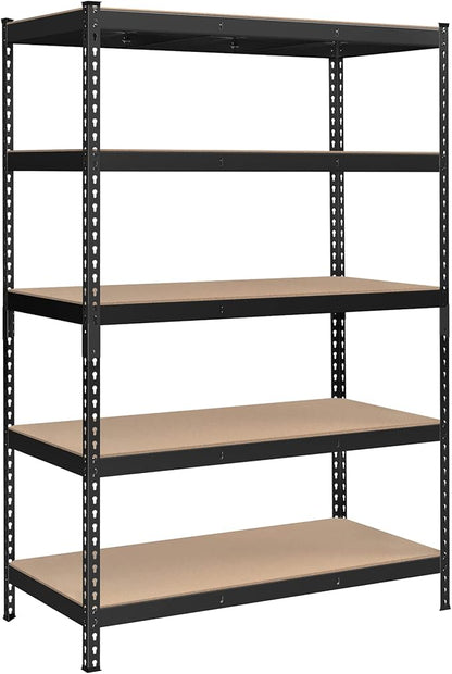 SONGMICS 5-Tier Storage Shelves, Load 2310 lb, Garage Storage, Boltless Assembly, Adjustable Shelving Unit, 23.6 x 47.2 x 70.9 Inches, for Study Shed Basement, Black and Natural Beige UGLR600B01