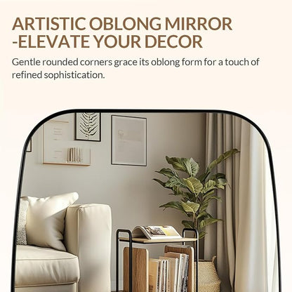 ANDY STAR Oval Mirrors for Bathroom, 30x48’’ Black Oval Mirror for Bathroom, Oblong Mirrors with Black Metal Frame Pill Shaped Mirror Wall Mounted Horizontal or Vertical