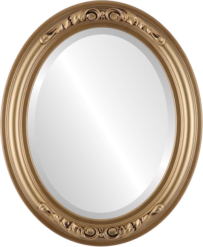 OVALCREST Oval Beveled Wall Mirror for Home Decor - Florence Style - Desert Gold - 44" x 34"