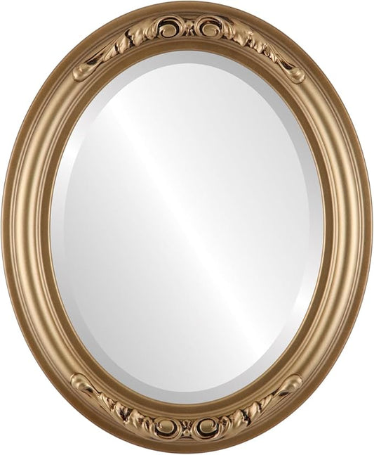 OVALCREST Oval Beveled Wall Mirror for Home Decor - Florence Style - Desert Gold - 44" x 34"