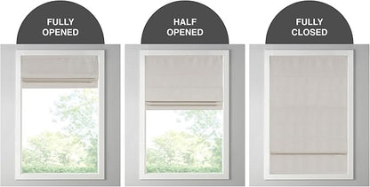 Madison Park Galen Cordless Roman Shade, 39"W x 64"H, Sheen Ivory – Room Darkening, Thermal Insulated, Energy Efficient Window Blind with Subtle Sheen Basketweave Fabric for Privacy