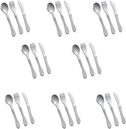 KNORK Eco 24 Piece (Fork, Knife, Spoon) Plant Based CutleryBamboo Reusable Flatware Set, Gray